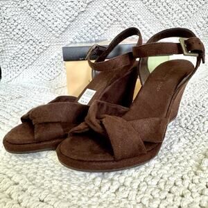 Vintage Y2K Lower East Side Ladybug Brown 4" Platform Wedge Sandals Wmn Sz 5.5